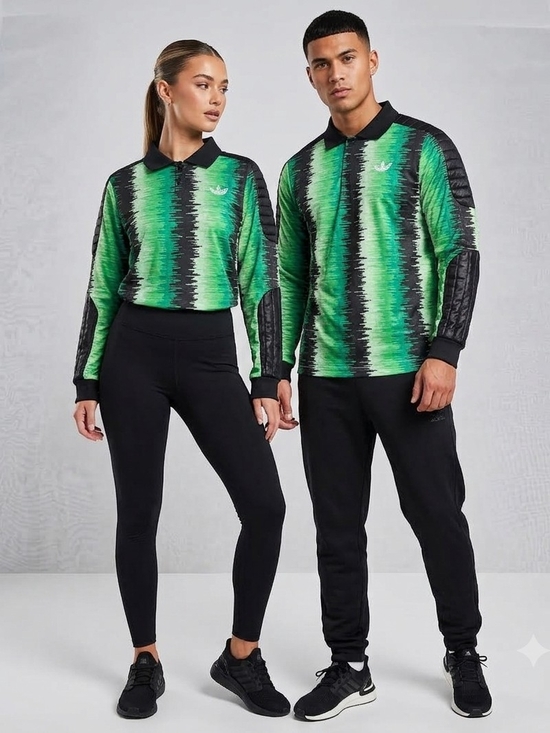 adidas Originals Other - adidas Originals Men’s Long Sleeve Striped Polo Green/Black Logo Size M FM1980